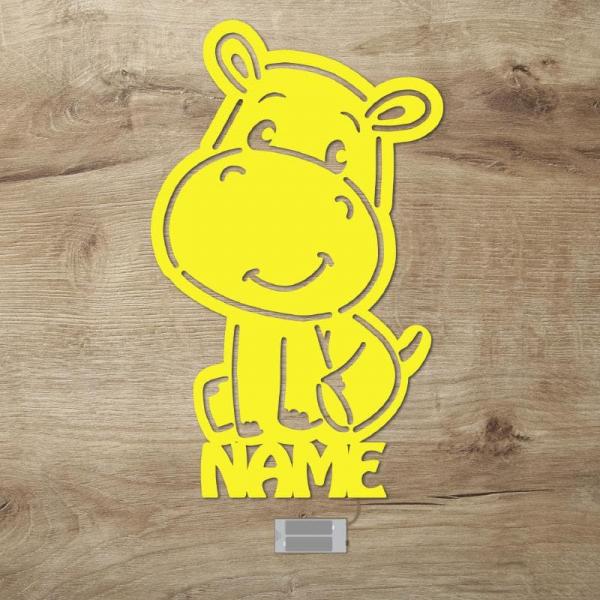 Hippo Nilpferd Nachtlicht Holz Wand Lampe