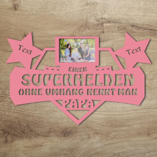 Geburtstagsgeschenk für Papa Superheld Bilderrahmen Rosa