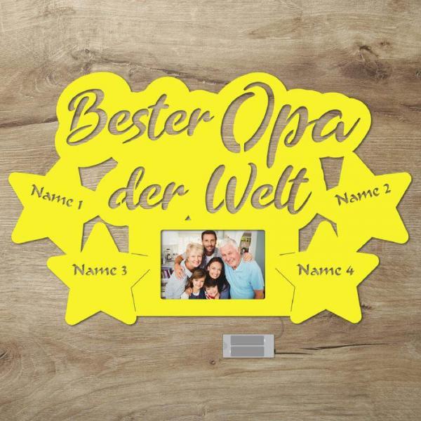 Wir lieben Dich Opa LED Holz Bilderrahmen + Namen