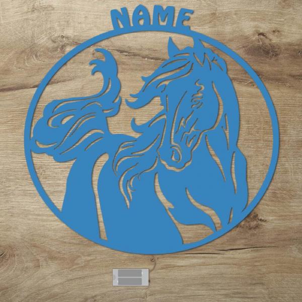 Holz Pferdefreunde Wand Nachtlicht Lampe + Name