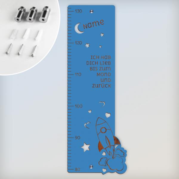 Personalisierte Messlatte aus Holz für Kinder „Ich hab dich lieb bis zum Mond und zurück” für Kinder