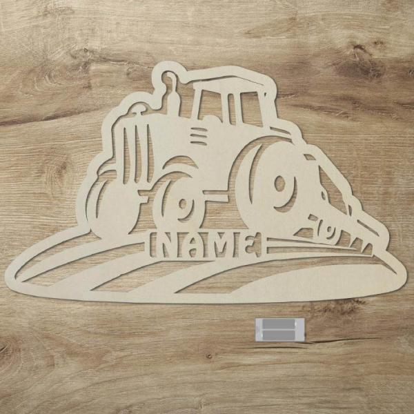 Namofactur Wandlampe „Landwirt“ Personalisiert – Aus Pappelsperrholz, Batteriebetrieben (55x33 Cm)