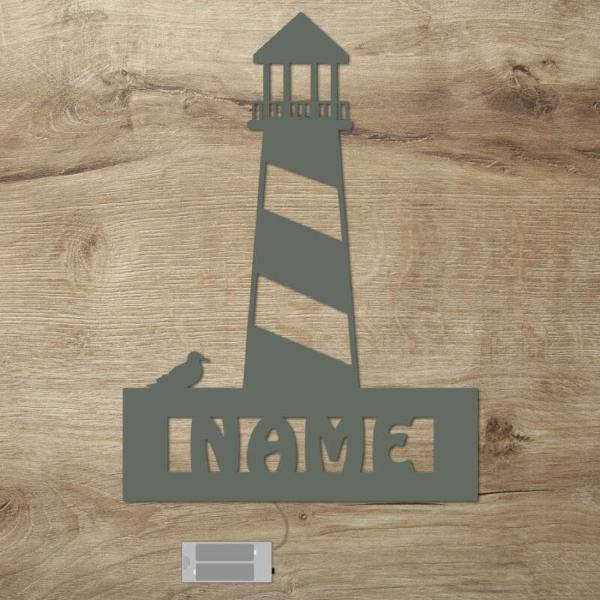 Leuchtturm LED Wand Lampe mit Namen