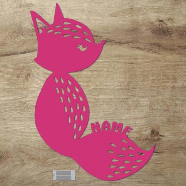 Fuchs LED Holz Nachtlicht Nachtlampe + Name