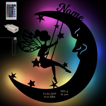 Fee auf Mond USB Farbwechsel Nachtlicht Fee auf Mond USB Farbwechsel Nachtlicht
