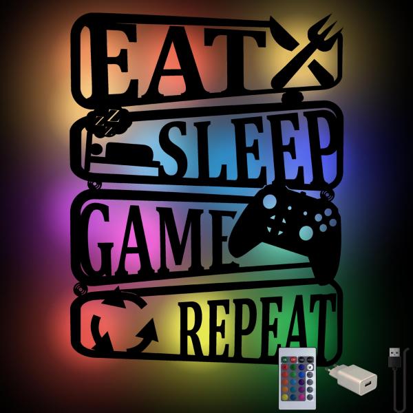 Eat Sleep Game Repeat LED