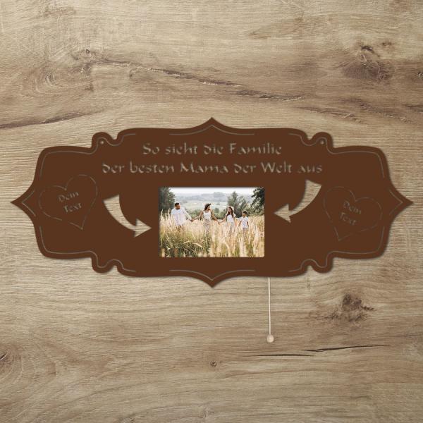 LED Beste Mama Holz Bilderrahmen mit Personalisierung