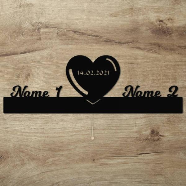 Ambiente Deko Licht Herz mit Namen für Paare