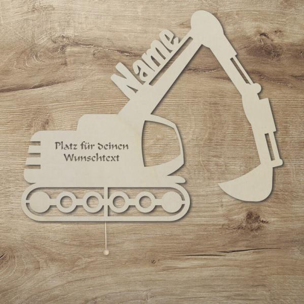 Geschenkidee für Kinder Bagger Raupe Baustelle Lampe LED Unbehandelt