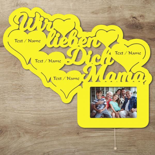 LED Wir lieben Dich Mama Bilderrahmen mit Personalisierung