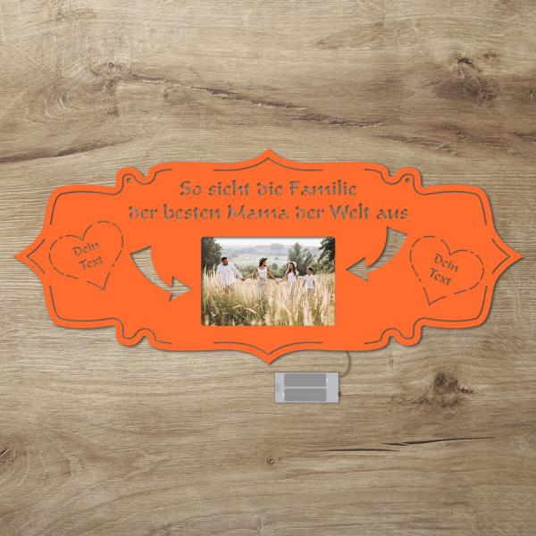 LED Beste Mama Holz Bilderrahmen mit Personalisierung