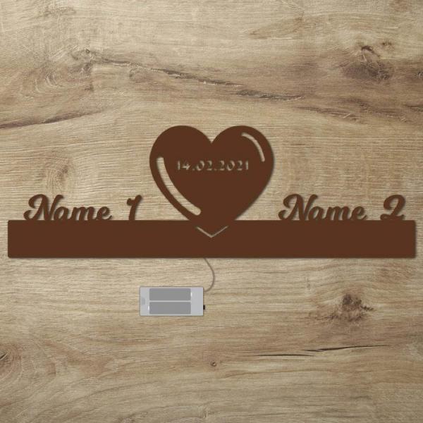 Ambiente Deko Licht Herz mit Namen für Paare