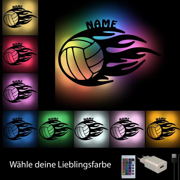 Persönliche Volleyball LED Lampe Mit Namensgravur – Coole Deko Fürs Zimmer, Geschenk Für Spieler & Fans