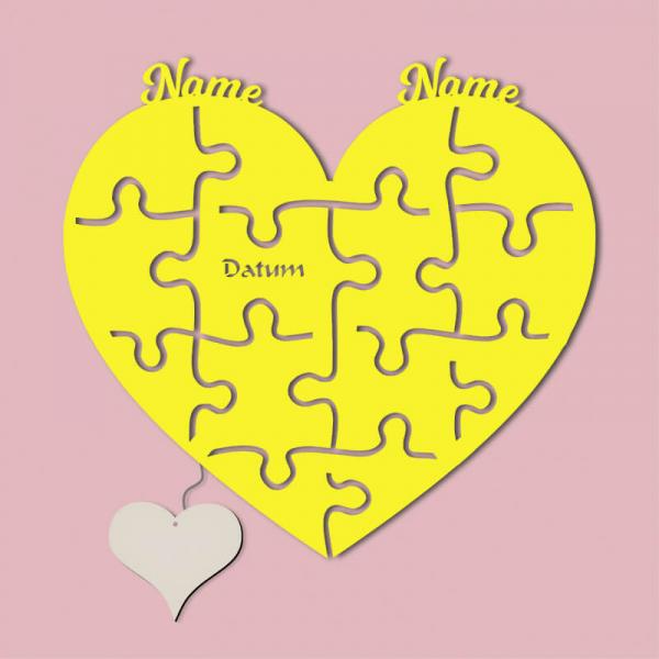 Geschenke für Verliebte Puzzle Hochzeitspaar Deko Gelb