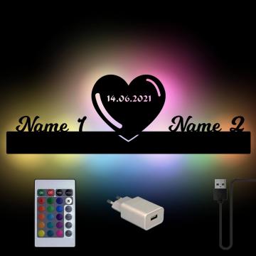 Herz Lampe mit Namen und Farbwechsel USB RGB Herz Lampe mit Namen und Farbwechsel USB RGB