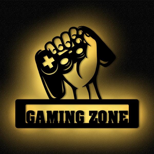Gaming Zone Schild LED Wandtattoo