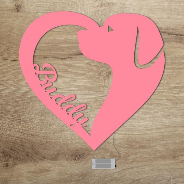 Hunde Hund Deko Geschenke LED Licht Lampe mit Name