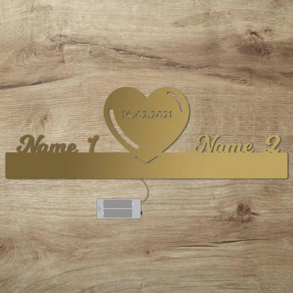 Ambiente Deko Licht Herz mit Namen für Paare