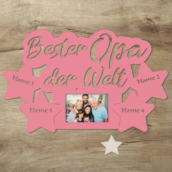 Wir lieben Dich Opa LED Holz Bilderrahmen + Namen
