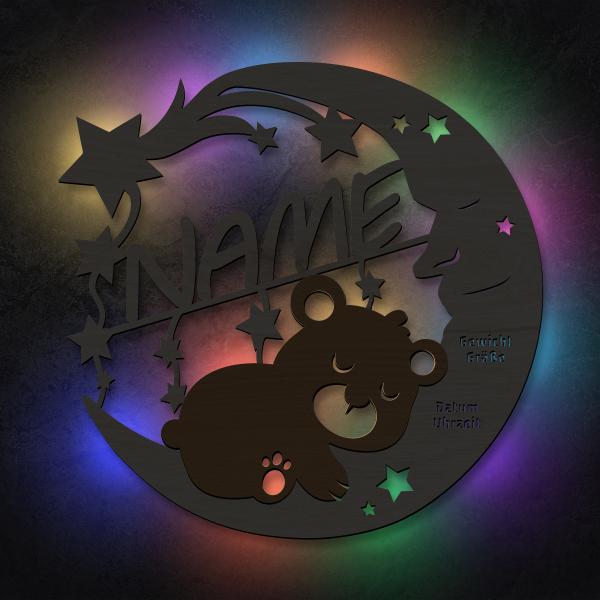 Sweet dreams v3 Taufgeschenk Mond Teddy Sterne mit Namen