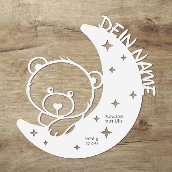 USB Farbwechsel Bär auf dem Mond Holz Nachtlicht