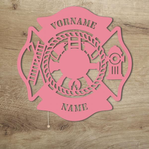 Feuerwehr Geschenk Kinder und Erwachsene LED Deko Rosa