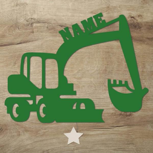 Bagger Holz Nachtlicht LED mit Namen