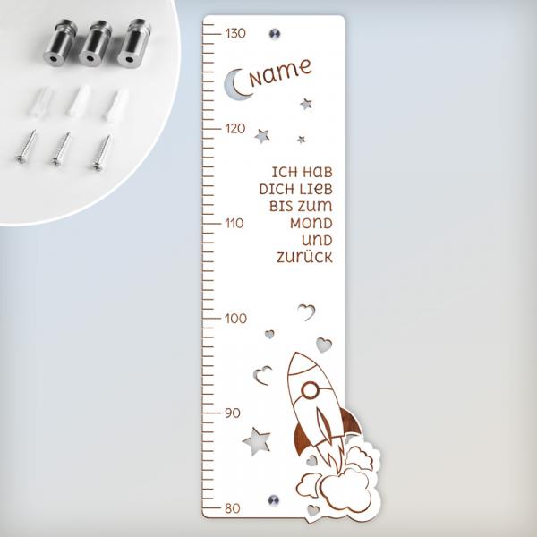Personalisierte Messlatte aus Holz für Kinder „Ich hab dich lieb bis zum Mond und zurück” für Kinder