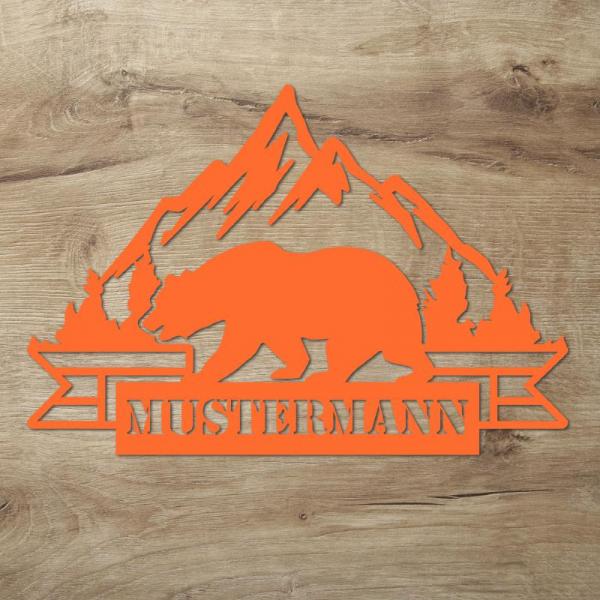 Bär Wildnis Geschenk Wand Deko Licht mit Name + Fernbedienung