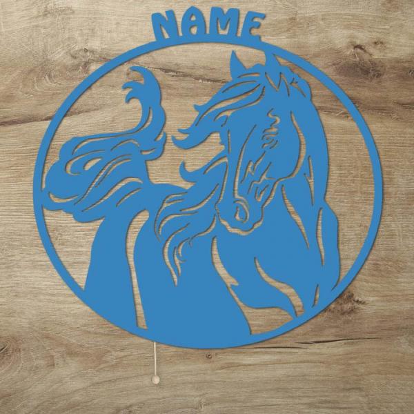 Holz Pferdefreunde Wand Nachtlicht Lampe + Name