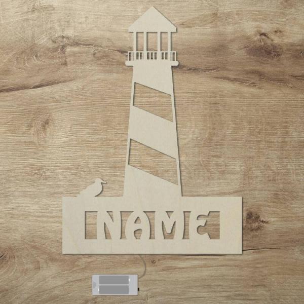 Leuchtturm LED Wand Lampe mit Namen