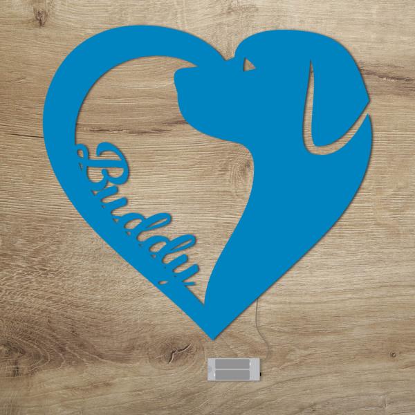 Hunde Hund Deko Geschenke LED Licht Lampe mit Name