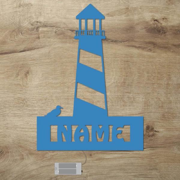 Leuchtturm LED Wand Lampe mit Namen