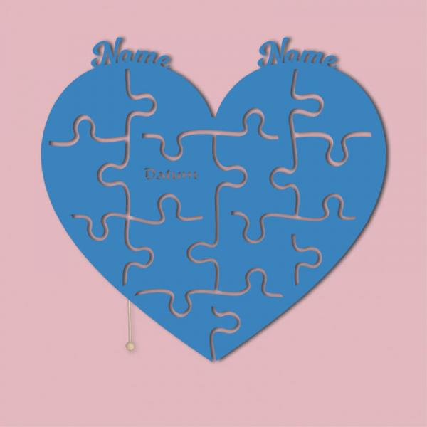 Geschenke für Verliebte Puzzle Hochzeitspaar Deko LED Hellblau