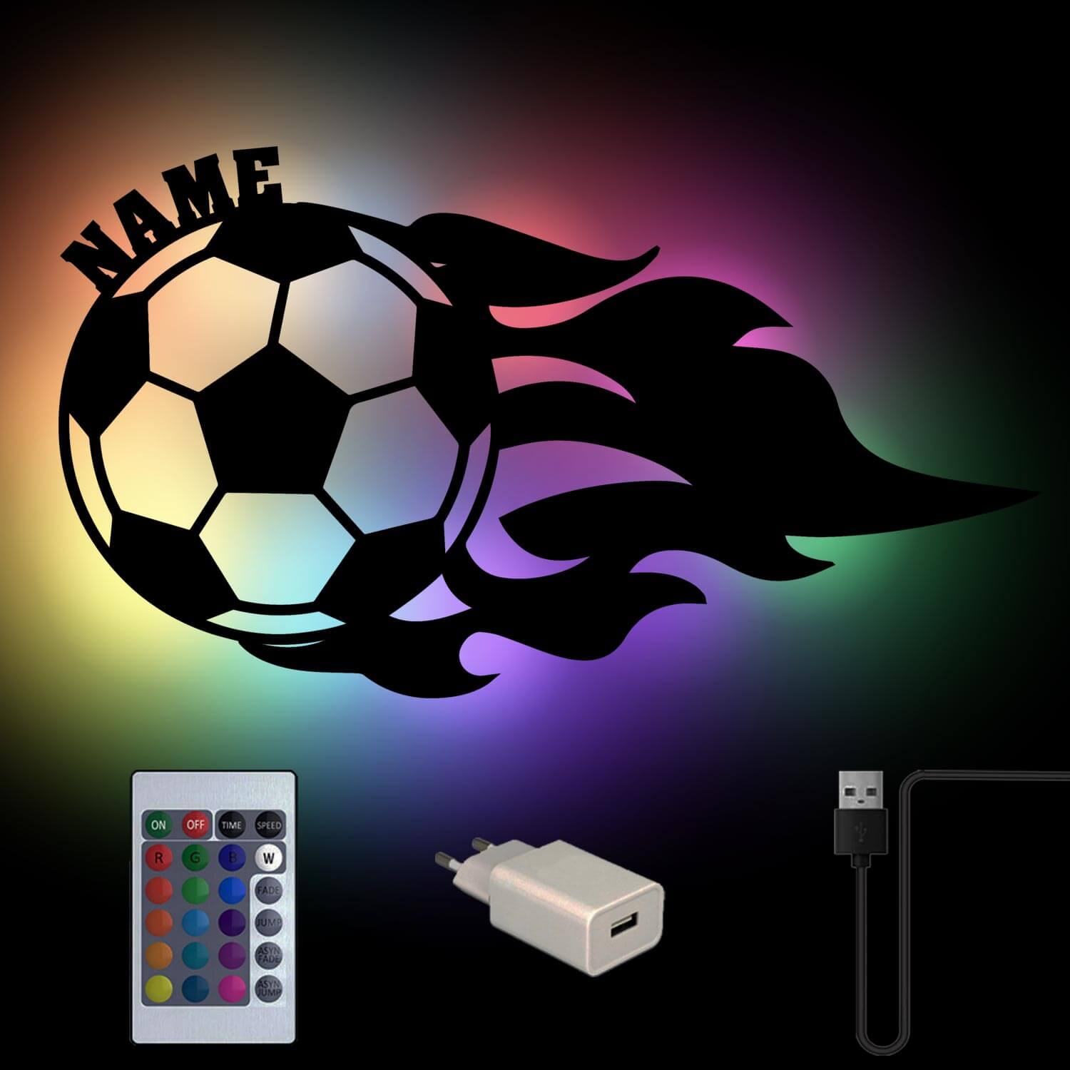 USB Farbwechsel Flammen Fußball Holz Nachtlicht