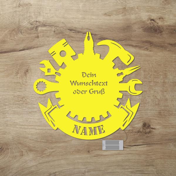 Männer Deko LED Lampe Werkzeuge mit Text personalisiert