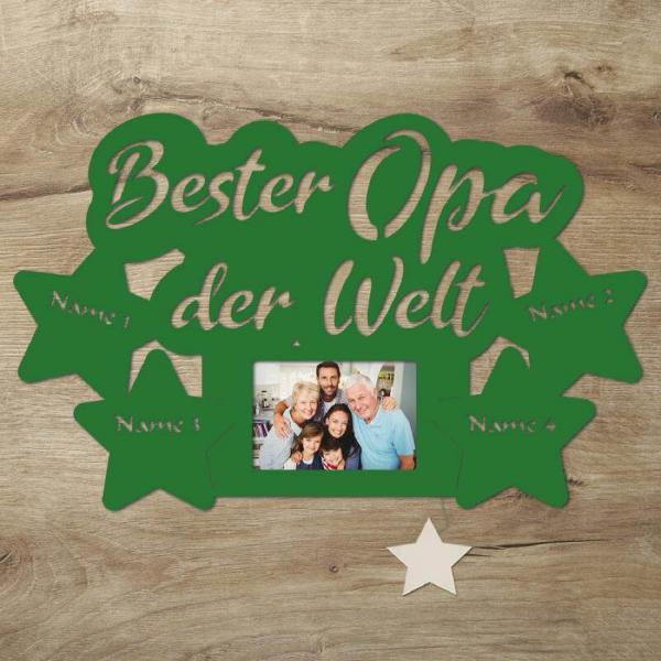 Wir lieben Dich Opa LED Holz Bilderrahmen + Namen