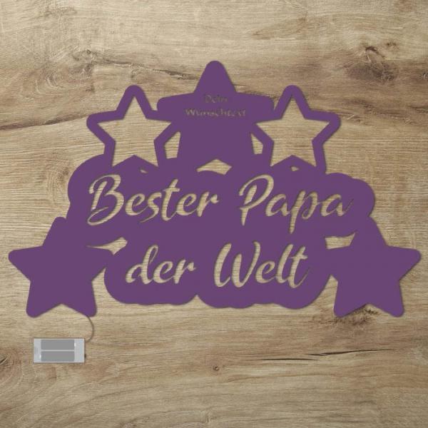 Wir lieben Dich Papa LED Holz Geschenkidee + Namen