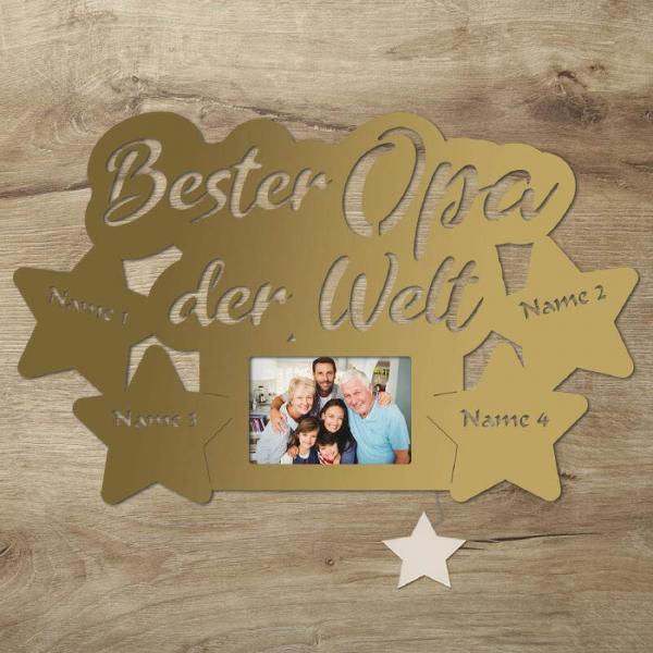 Wir lieben Dich Opa LED Holz Bilderrahmen + Namen