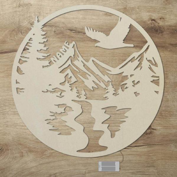 Wald Berge Adler Deko Nachtlicht Wand Lampe personalisiert