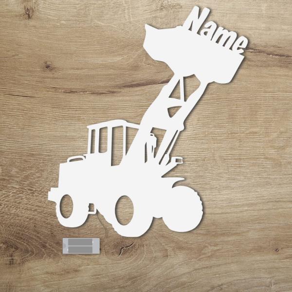 Geschenke für Kinder Radlader Baustelle Deko Weiß