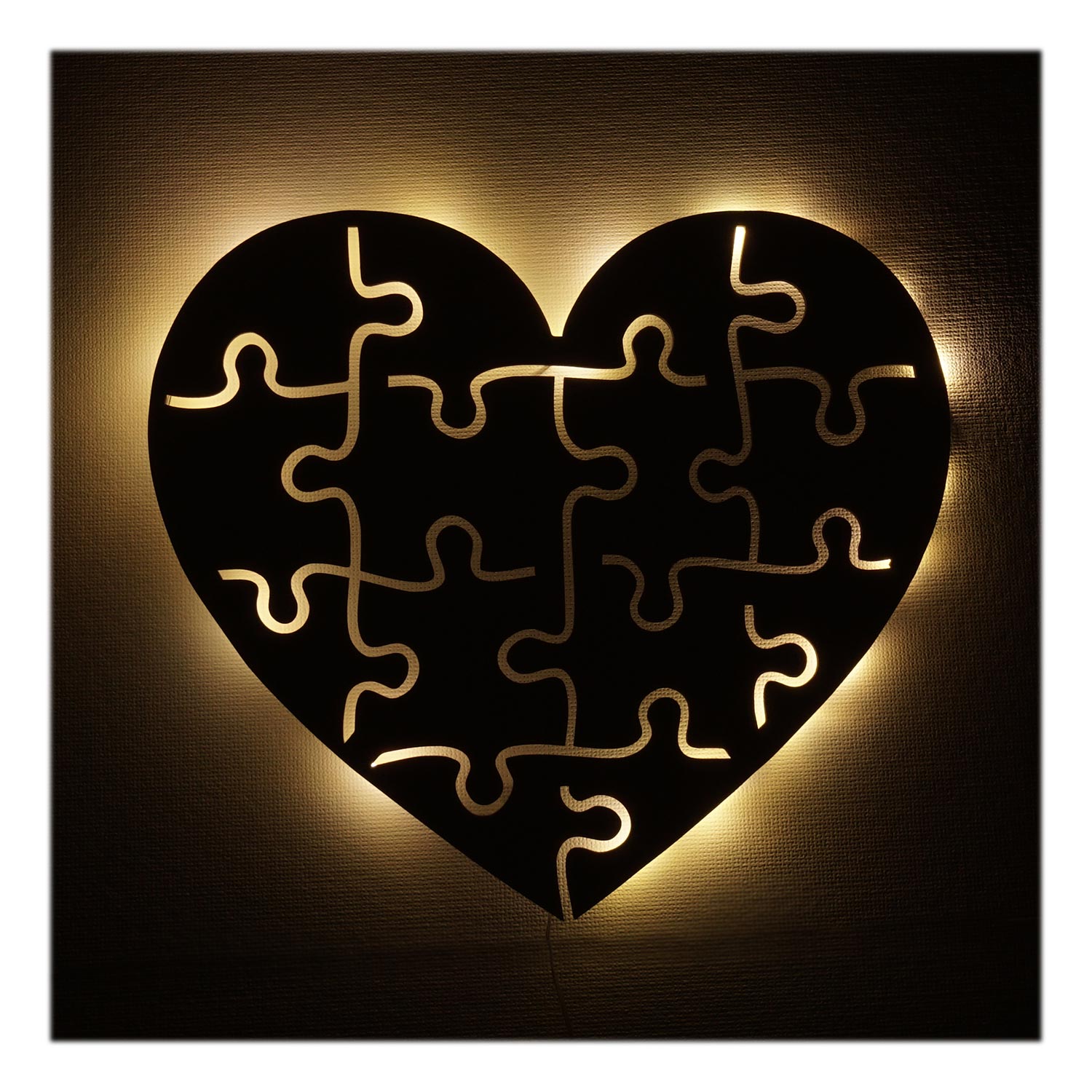 Herz Puzzle Holz Geschenke LED Licht Nachtlicht Lampe für Sie & Ihn
