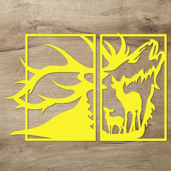 XXL Hirschkopf Holz Wanddeko Wandbild