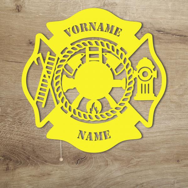 Feuerwehr Geschenk Kinder und Erwachsene LED Deko Gelb