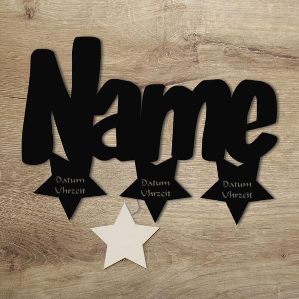 Drei Sterne Nachtlicht Name Schwarz