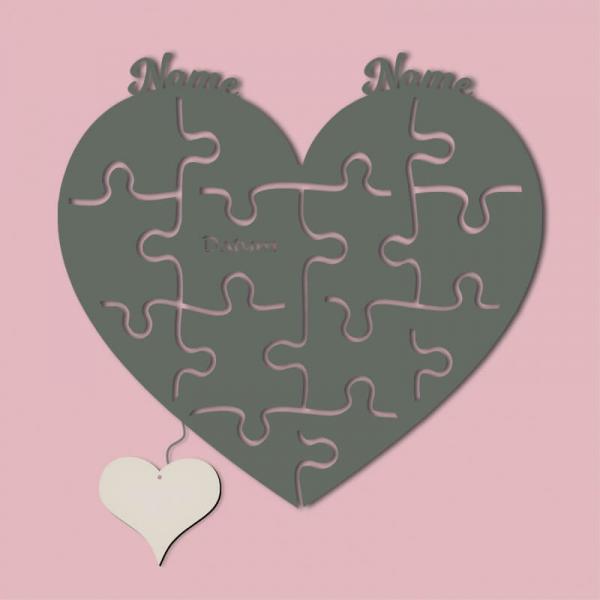 Geschenke für Verliebte Puzzle Hochzeitspaar Deko Grau