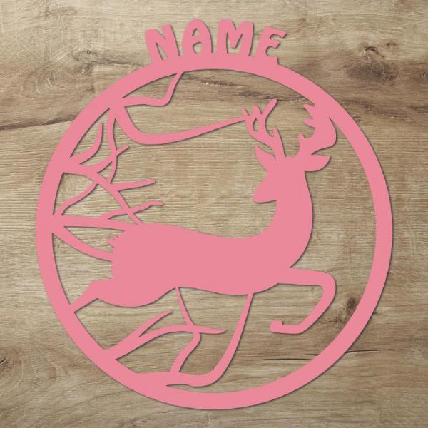 Jagdverein Hirsch Geschenk Wand Deko Licht mit Name + Fernbedienung