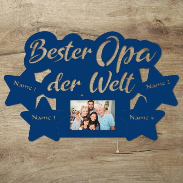Wir lieben Dich Opa LED Holz Bilderrahmen + Namen