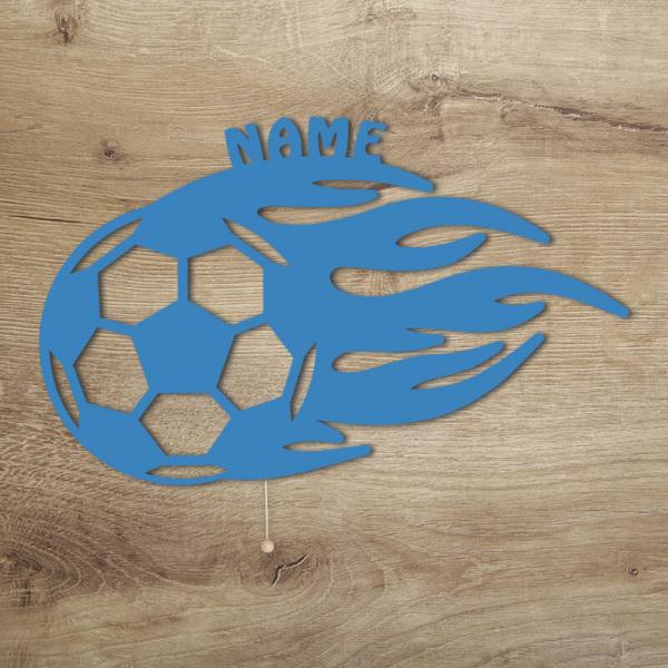 Geschenke für Fußballer Flammen Fußball Nachtlicht Hellblau