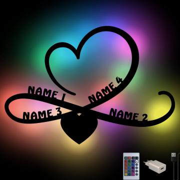 RGB Farbwechsel Familie Geschenk Idee mit 4 Namen Unendlichkeitszeichen RGB Farbwechsel Familie Geschenk Idee mit 4 Namen Unendlichkeitszeichen